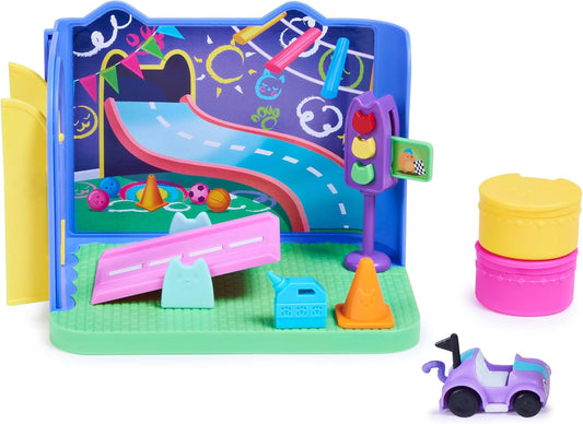 Gabby’s Dollhouse, Sala de Brincar Carlita Purr-ific com Carrinho de Brinquedo Carlita, Acessórios, Móveis e Entregas para Casa de Bonecas, Brinquedos Infantis para Crianças a partir de 3 Anos