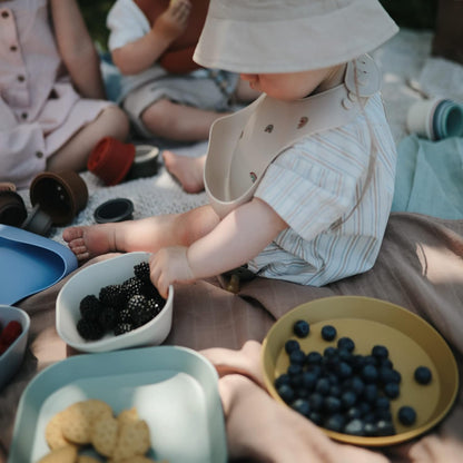Mushie Tigelas para Jantar Infantil | Conjunto de 2 Tigelas Reutilizáveis Livres de BPA | Podem ser Lavadas na Lava-louças e Usadas no Micro-ondas | Fabricadas na Dinamarca | Quadradas (Verde Sálvia)