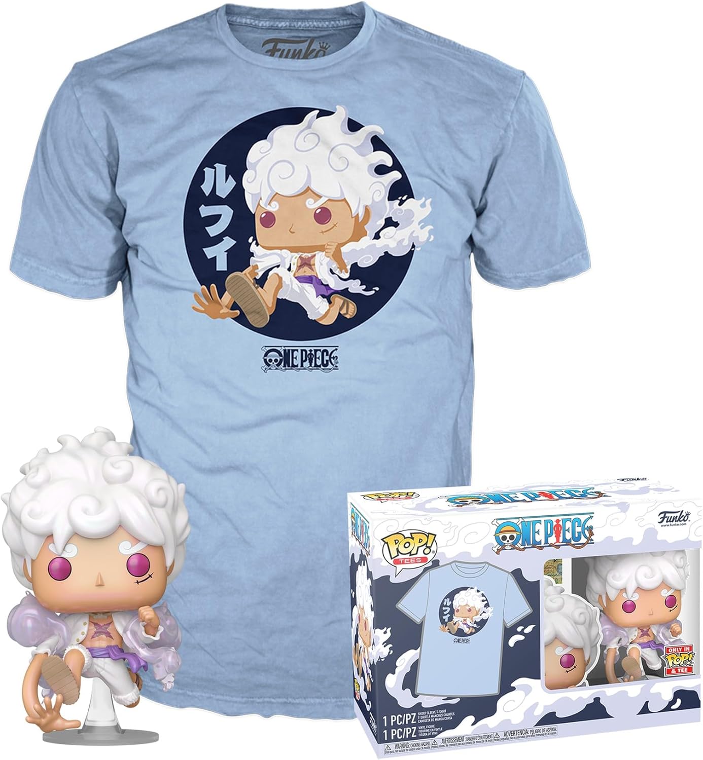 Loungefly POP! & TEE: OP - Luffy Fifth Gear - G - One Piece - Camiseta - Roupas com boneco de vinil colecionável - Ideia para presente - Brinquedos e blusa de manga curta para adultos, unissex, homens e mulheres - Fãs de anime