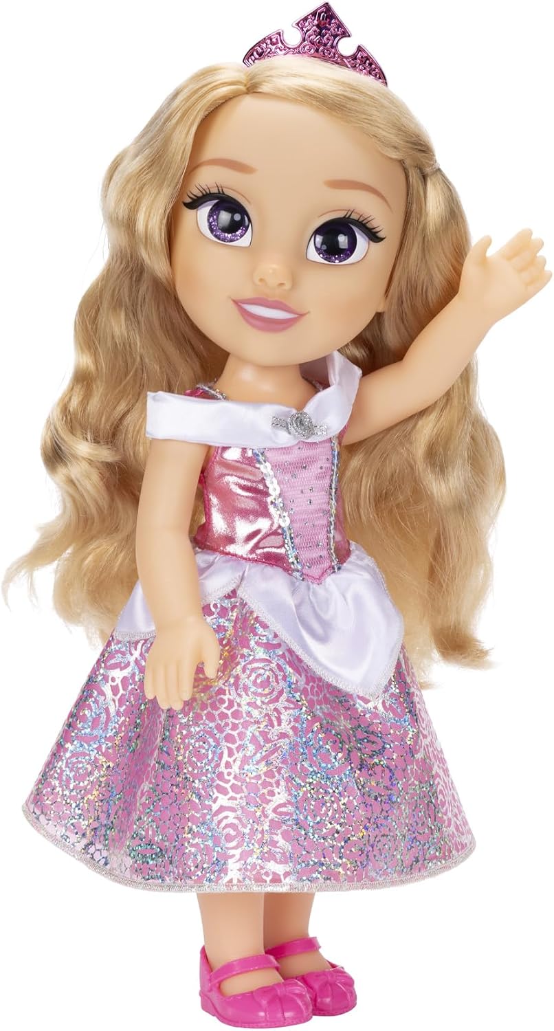Disney Boneca Princess My Friend Aurora 35 cm Olhos Com Brilho Cintilante, Vestido De Princesa Removível, Tiara, Sapatos Fáceis De Calçar E Tirar