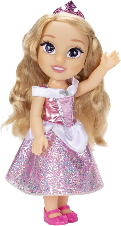 Disney Boneca Princess My Friend Aurora 35 cm Olhos Com Brilho Cintilante, Vestido De Princesa Removível, Tiara, Sapatos Fáceis De Calçar E Tirar