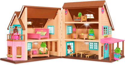 Li'l Woodzeez - Honeysuckle Hillside Cottage - Juego de 20 piezas con casa de juegos, muebles y accesorios - Casas en miniatura y juegos para niños de 3 años en adelante