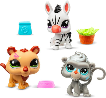Littlest Pet Shop Série 2 - Trio de Bichinhos de Estimação - Zoo Pets | Cada tubo contém 3 miniaturas de bichinhos de estimação LPS, 1 acessório, 1 cartão colecionável e 1 código virtual | Brinquedos colecionáveis para meninas e meninos