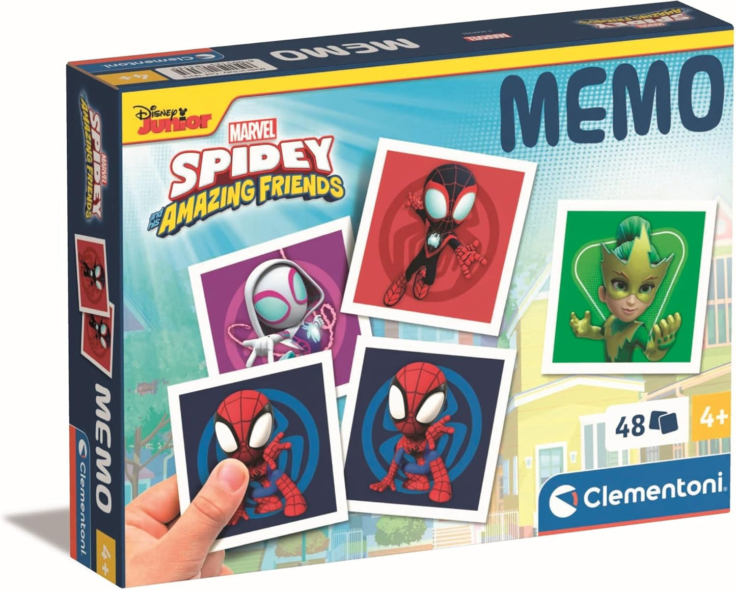 Jogo Educativo Clementoni Memo Marvel Homem-Aranha e Seus Incríveis Amigos 48 Peças - Jogo para Crianças a partir de 4 Anos, Jogo de Cartas de Aprendizagem, Aprendendo Raciocínio Lógico, 2 Jogadores, Presente para Meninos, Fabricado na Itália, 18313