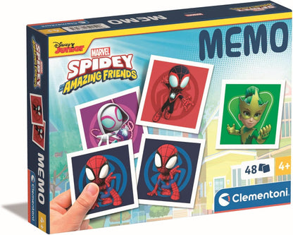 Jogo Educativo Clementoni Memo Marvel Homem-Aranha e Seus Incríveis Amigos 48 Peças - Jogo para Crianças a partir de 4 Anos, Jogo de Cartas de Aprendizagem, Aprendendo Raciocínio Lógico, 2 Jogadores, Presente para Meninos, Fabricado na Itália, 18313