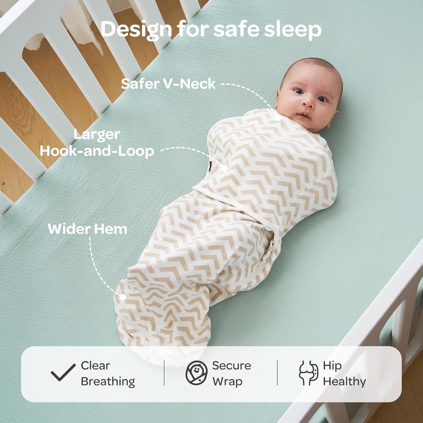 Momcozy Mantas para Recém-Nascidos de 0 a 3 Meses, com Fecho Silencioso, Fáceis de Usar para Pais de Primeira Viagem, Reduzem o Reflexo de Sobressalto, Pacote com 2, Wonder