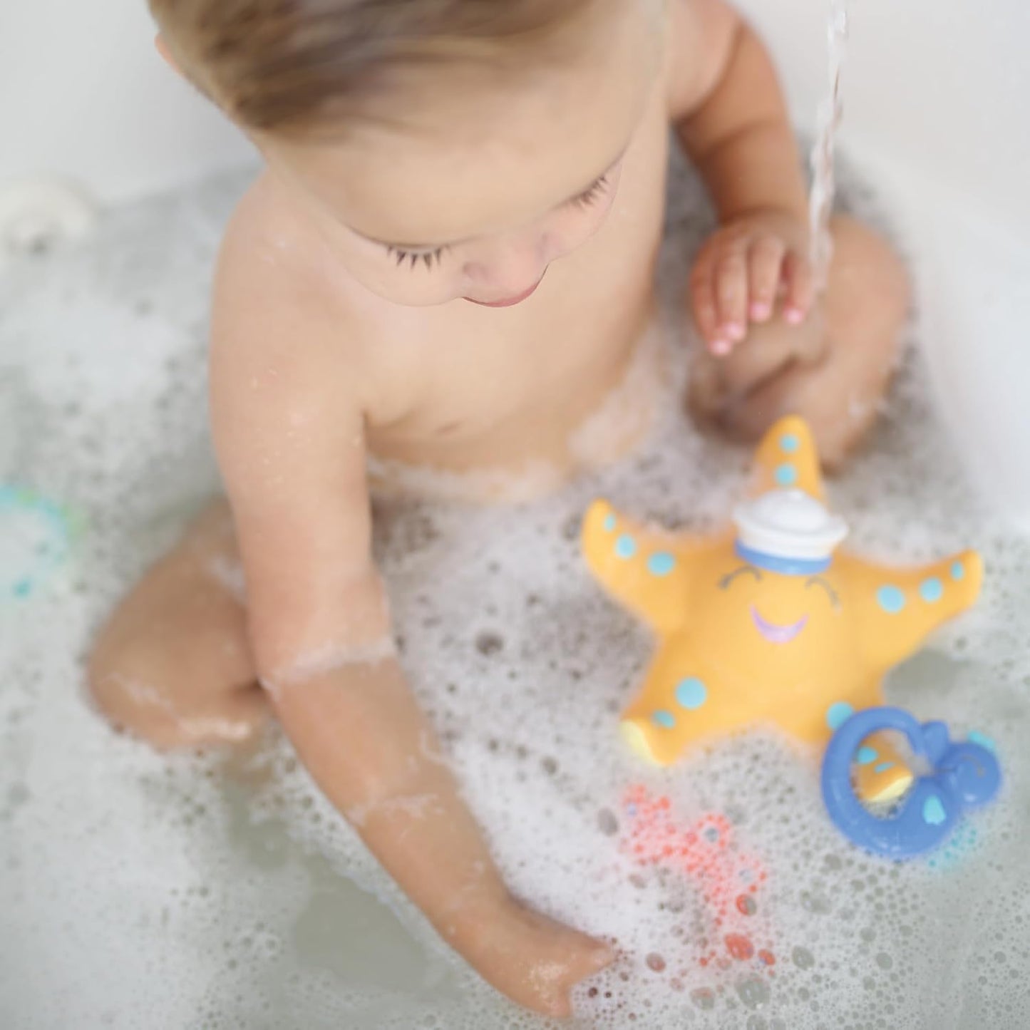 Nuby Brinquedo de banho flutuante Starfish Hoopla – Inclui 3 anéis de arremesso | Sem BPA | Adequado para idades de 18 meses ou mais