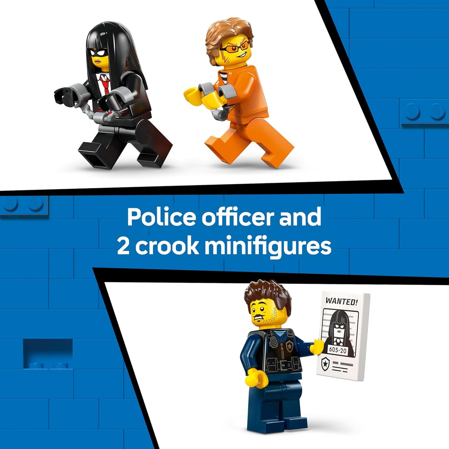 LEGO City Caminhão de Transporte de Prisioneiros da Polícia - Kit de Montagem com Moto, 3 Minifiguras e Porta de Cela Removível - Ideia de Presente de Aniversário para Meninos a partir de 6 Anos - 60479