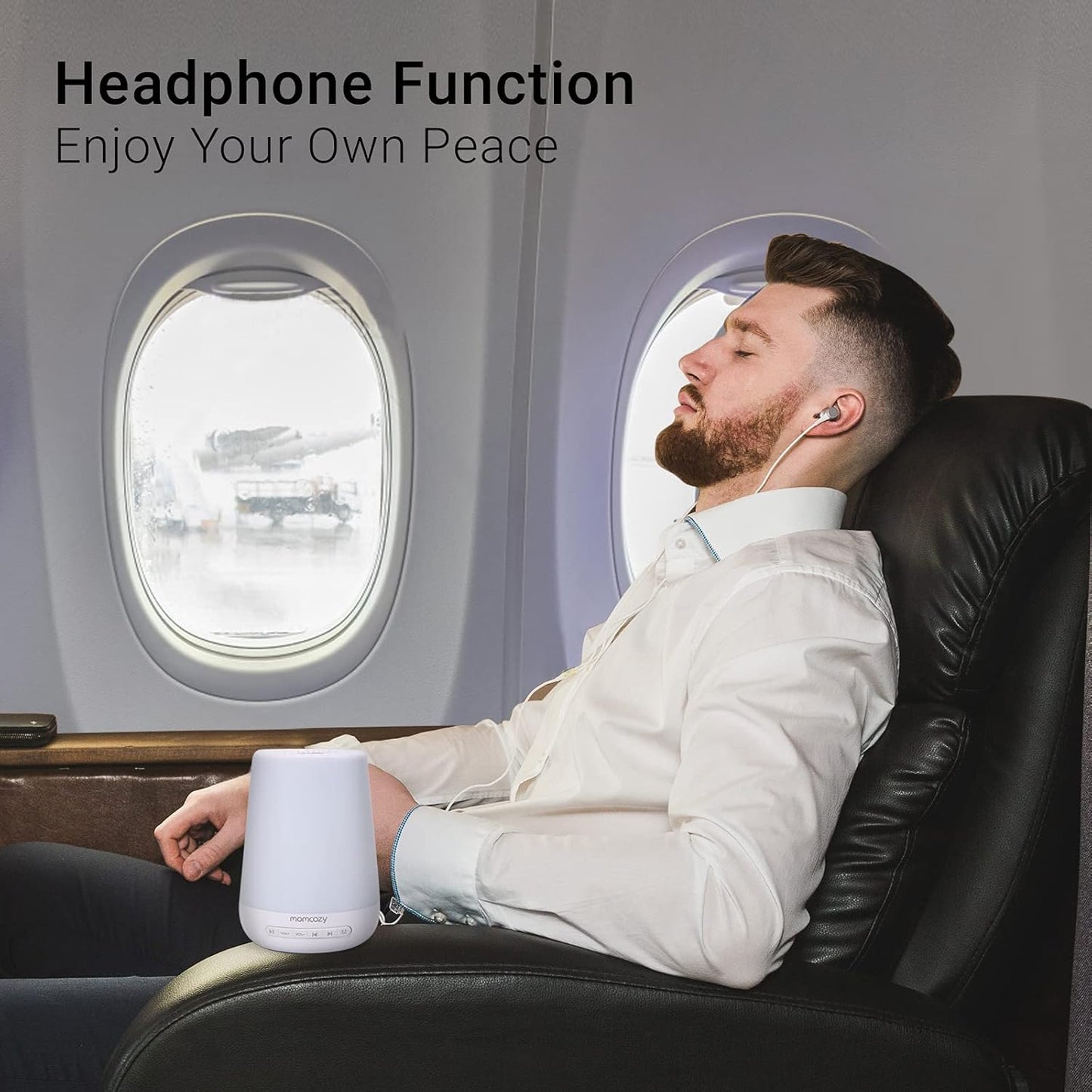 Momcozy Máquina de sons para bebês, com ruído branco para bebês dormirem, luz noturna, treinador de sono infantil com 34 sons relaxantes, temporizador, controle remoto por aplicativo e rotina de sono personalizada (branca).