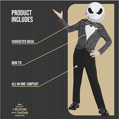 DISGUISE  Disney oficial premium pesadelo  jack skellington traje crianças com máscara sólida, terno fantasia trajes de halloween para crianças
