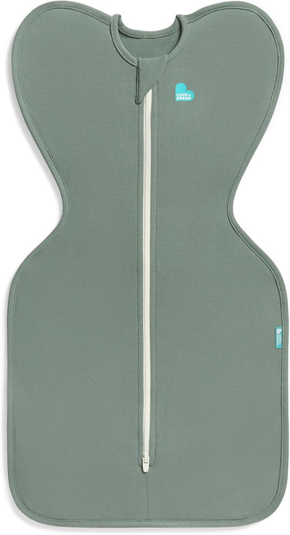 Love To Dream™ Swaddle UP™, Tamanho Pequeno (3,5–6 kg) – Verde Oliva Escuro | Ajuste Perfeito, Favorece uma Rotina de Sono Saudável | 1.0 Tog Ideal para Primavera e Verão (20–24°C) | Algodão Lavável à Máquina com Zíper Duplo