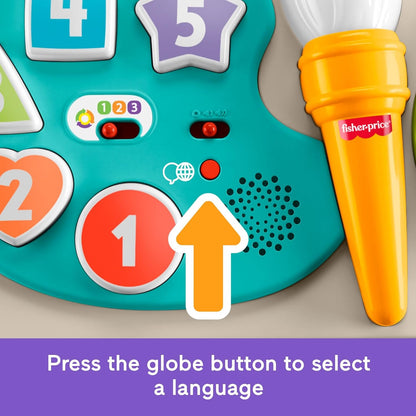 Brinquedo Fisher-Price para Bebês e Crianças Pequenas: Mesa de Atividades e Cavalete de Arte 4 em 1 com Música Educativa para Crianças a partir de 6 Meses, Versão Multilíngue, JGW87