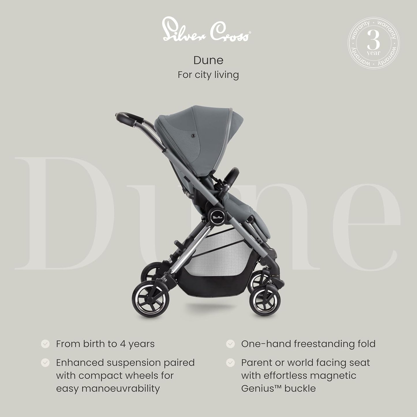 Silver Cross | Carrinho Duna | Carrinho de viagem | Carrinho dobrável e leve | Sistema de viagem compacto | Recém-nascidos - 4 anos | Geleira