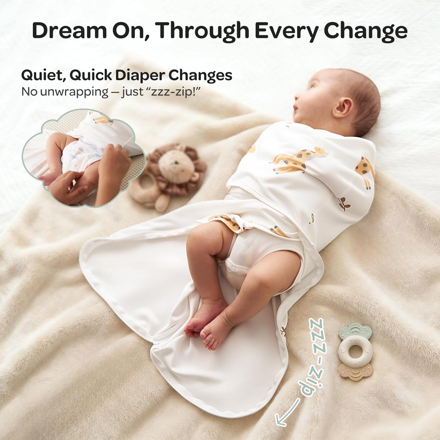 Momcozy Mantas para Recém-Nascidos de 0 a 3 Meses, com Fecho Silencioso, Fáceis de Usar para Pais de Primeira Viagem, Reduzem o Reflexo de Sobressalto, Pacote com 2, Coragem