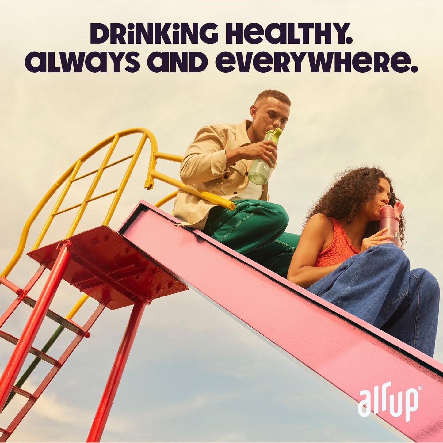 Garrafa de água AIR UP® Gen2, kit inicial original com cápsulas em 5 sabores | Garrafa de água de 600ml com sabor sem açúcar | Pode ser lavada na máquina de lavar louça, livre de BPA | Cor roxa