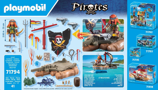 Playmobil | Piratas | Recuperação de Tesouros na Balsa Pirata | Brinquedo Pirata | Figura Pirata | Brinquedos para Crianças a partir de 4 anos | 71794