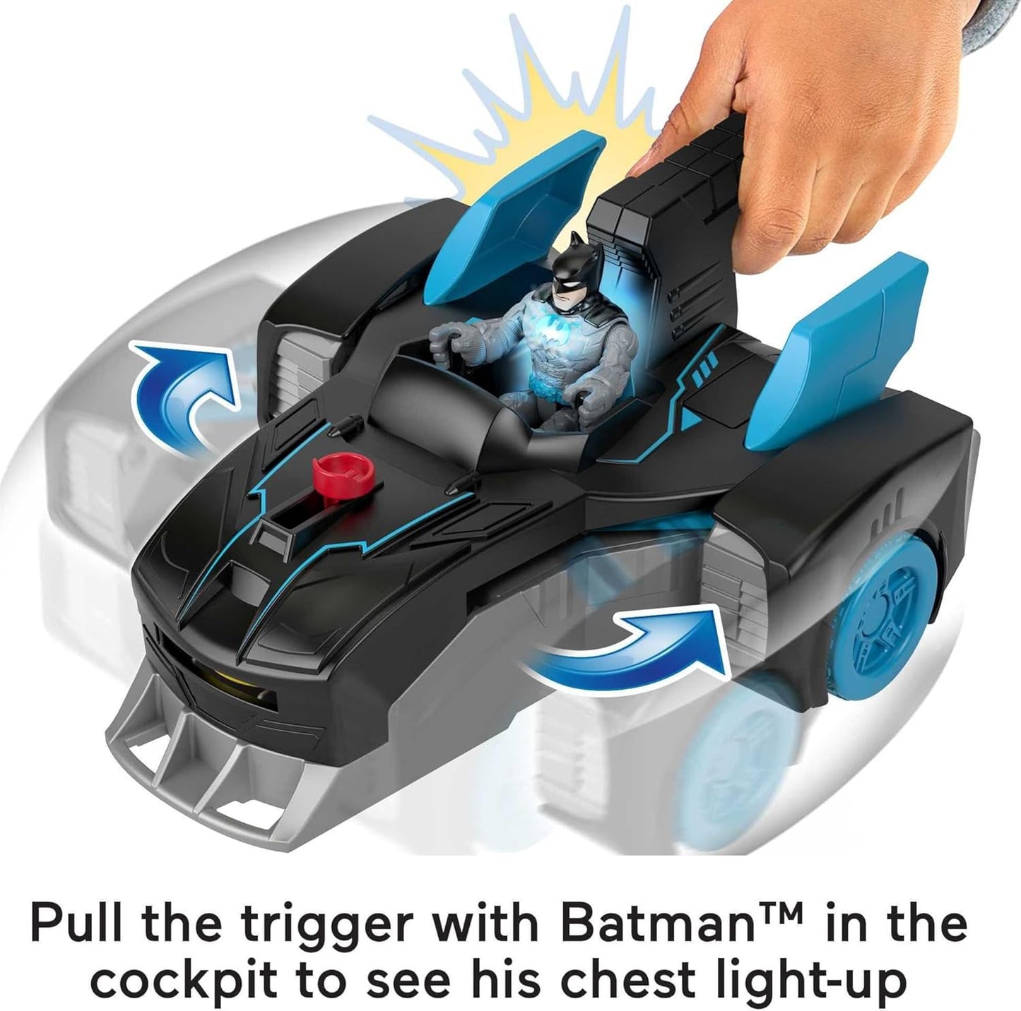 Fisher-Price Imaginext DC Super Friends Bat-Tech Batmóvel, veículo transformável de empurrar com figura do Batman que acende, para crianças de 3 a 8 anos - GWT24