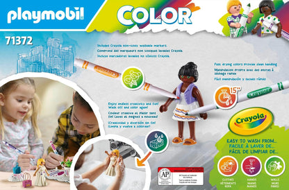Playmobil 71372 Color Backstage, crie designs para diferentes estilos de roupas, com marcadores e acessórios solúveis em água, dramatizações divertidas e imaginativas, conjuntos de jogos artísticos adequados para crianças a partir de 5 anos