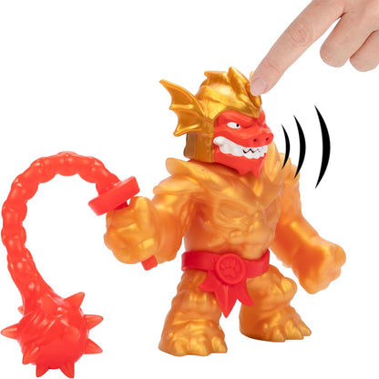Heróis de Goo Jit Zu Stretch Strikers Deluxe Hero Pack Blazagon, Figura de Ação Elástica com Mais de 20 Sons de Batalha Incríveis
