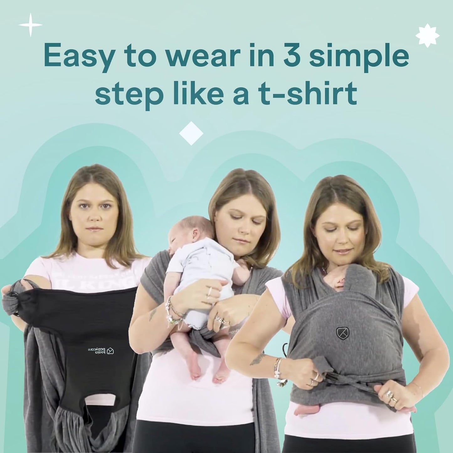 Koala Babycare Canguru para Bebê - Fácil de Usar - Suporte Ergonômico Certificado - Canguru Elástico Multiuso Adequado para Bebês de até 9 kg - Canguru para Bebê