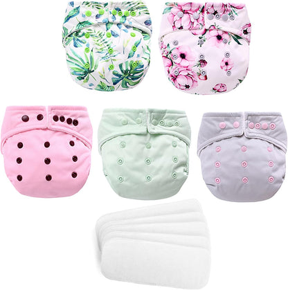 Miracle Baby Fraldas de pano, pacote com 10 fraldas reutilizáveis, fraldas para recém-nascidos, 5 fraldas de pano e 5 fraldas laváveis, fraldas de bolso superabsorventes ajustáveis para bebês
