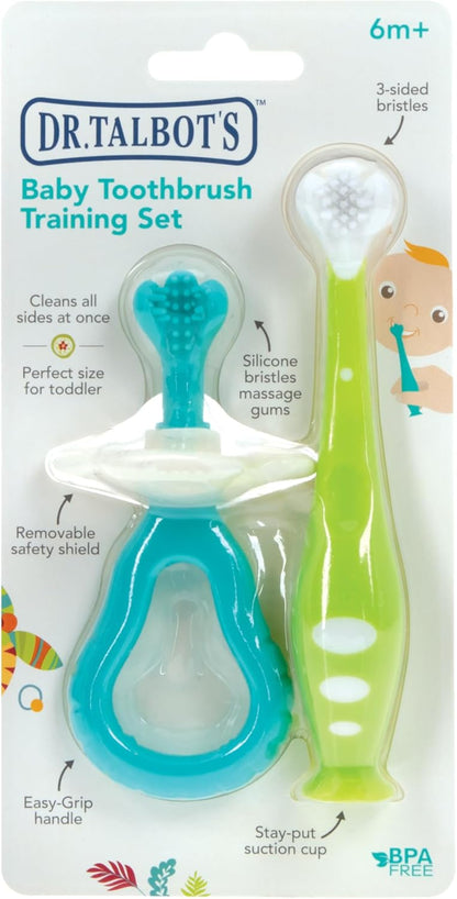 Dr. Talbot Conjunto de escova de dentes para bebês 2 peças, 6+M, sem BPA