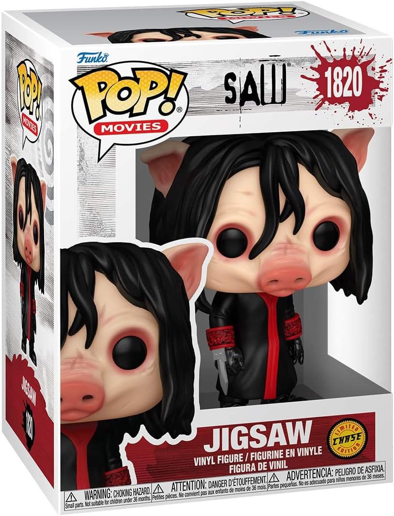 Funko Pop! Filmes: Jogos Mortais 10º Aniversário - Jigsaw Killer - Chances de 1/6 para a variante rara de Chase - Figura de vinil colecionável - Ideia para presente - Produtos oficiais - Brinquedos para crianças e adultos - Fãs de cinema