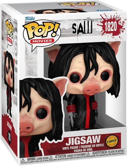 Funko Pop! Filmes: Jogos Mortais 10º Aniversário - Jigsaw Killer - Chances de 1/6 para a variante rara de Chase - Figura de vinil colecionável - Ideia para presente - Produtos oficiais - Brinquedos para crianças e adultos - Fãs de cinema