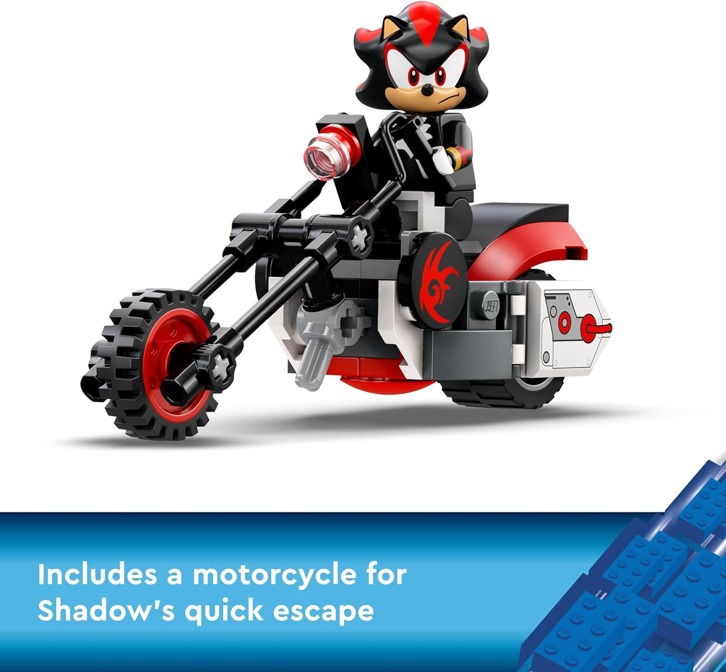 LEGO Sonic the Hedgehog Shadow the Hedgehog Escape, brinquedo de motocicleta para crianças, meninos e meninas de 8 anos ou mais com laboratório edificável, Badnik Rhinobot e figuras de personagens de videogame Clucky, presentes para jogadores 76995