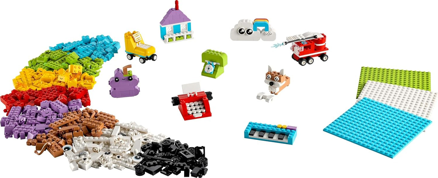 LEGO Classic Caixa Criativa de Construção e Brincadeira - Conjunto de Peças Coloridas - Construa uma Casa, um Caminhão de Bombeiros, um Teclado de Piano, Nuvens e um Arco-Íris - Kit de Artes e Ofícios para Meninos e Meninas a partir de 5 Anos - 11044