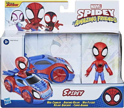 Homem-Aranha e seus Incríveis Amigos - Figura de Ação do Homem-Aranha da Hasbro Marvel com Veículo Web-Crawler, para Crianças a partir de 3 Anos, Multicolorido, F1940