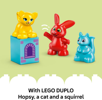 LEGO Jogo DUPLO Hopsy's Castle - Brinquedo educativo para desenvolvimento de habilidades motoras para crianças pequenas - inclui 3 figuras de animais, um castelo de brinquedo e um jogo de tabuleiro com um spinner - Presente de aniversário.