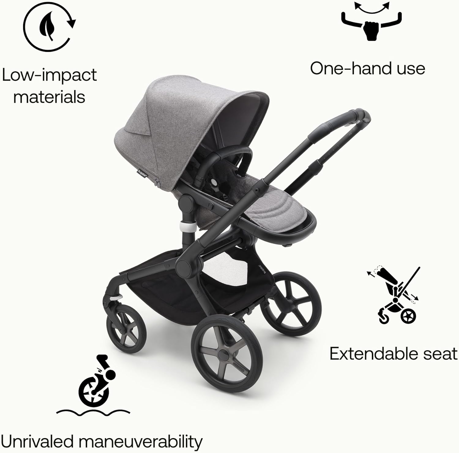 Bugaboo Carrinho de passeio Fox 5 All-Terrain, carrinho de bebê 2 em 1