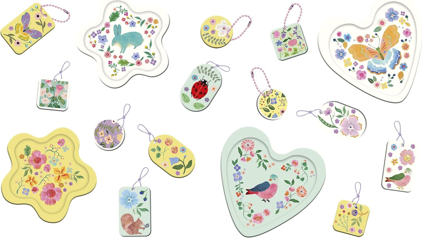 Janod - 16 Objetos para Fazer em Gesso - 12 chaveiros + 4 tigelas de decoração - Kit de Moldagem - Faça Você Mesmo - Kit de Lazer Criativo Infantil - Motricidade fina e concentração - A partir de 7 anos - J09162