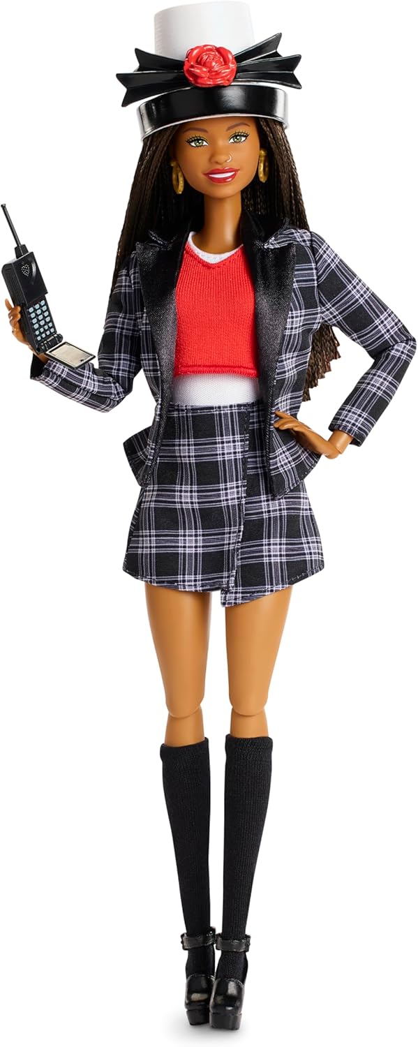 Barbie Boneca Signature, Dionne de As Patricinhas de Beverly Hills, Colecionável, com Terno Xadrez Preto e Branco, Cartola e Acessório de Celular, JBJ47