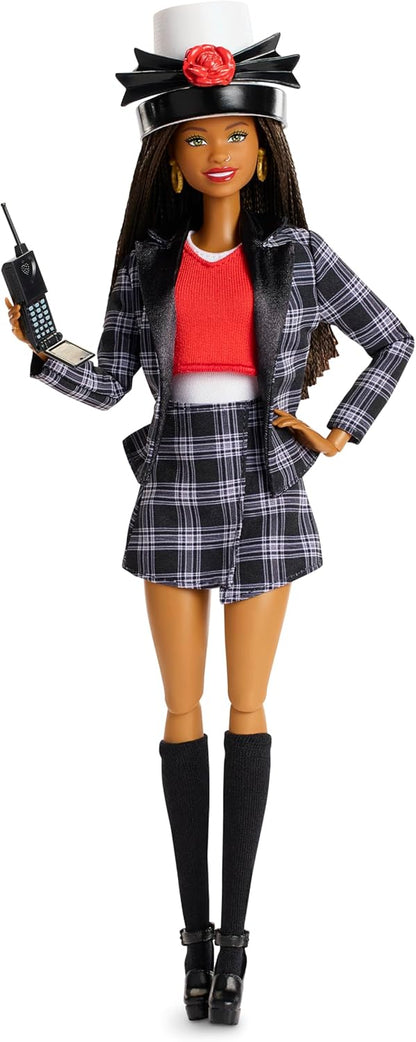 Barbie Boneca Signature, Dionne de As Patricinhas de Beverly Hills, Colecionável, com Terno Xadrez Preto e Branco, Cartola e Acessório de Celular, JBJ47