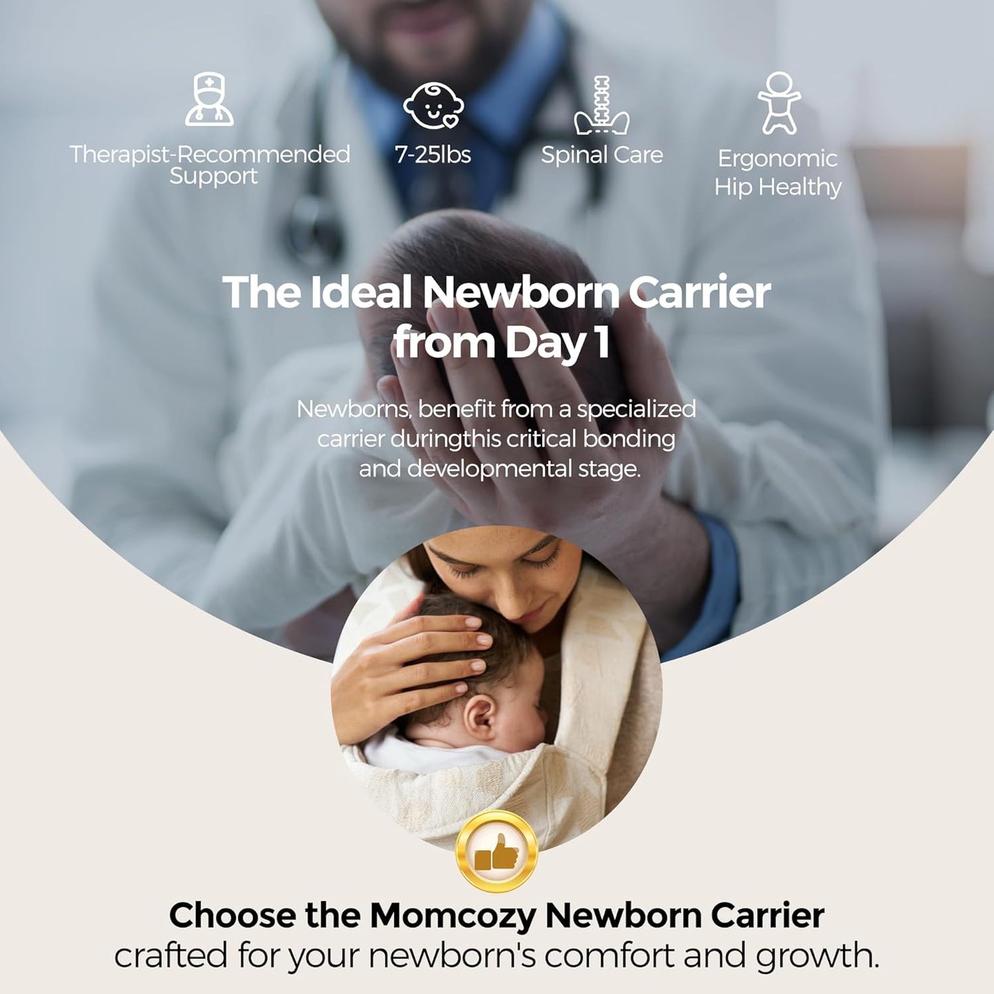 Momcozy Canguru para Recém-Nascido WeeSnug - Leve e Confortável para Bebês de 3,2 a 11,3 kg, Suporte Ergonômico Cruzado nas Costas, Tecido Jacquard, Canguru para Bebê com Suporte Lombar e Mãos Livres