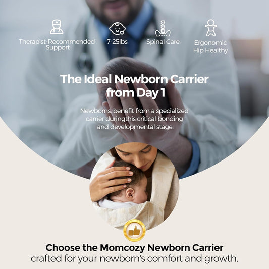 Momcozy Canguru para Recém-Nascido WeeSnug - Leve e Confortável para Bebês de 3,2 a 11,3 kg, Suporte Ergonômico Cruzado nas Costas, Tecido Jacquard, Canguru para Bebê com Suporte Lombar e Mãos Livres