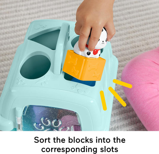 Brinquedo Fisher-Price Baby para Classificação de Formas, Caixa de Transporte e Classificação de Animais FP Pets com Atividades de Coordenação Motora Fina para Bebês a partir de 6 Meses HTW93, Cor Pastel