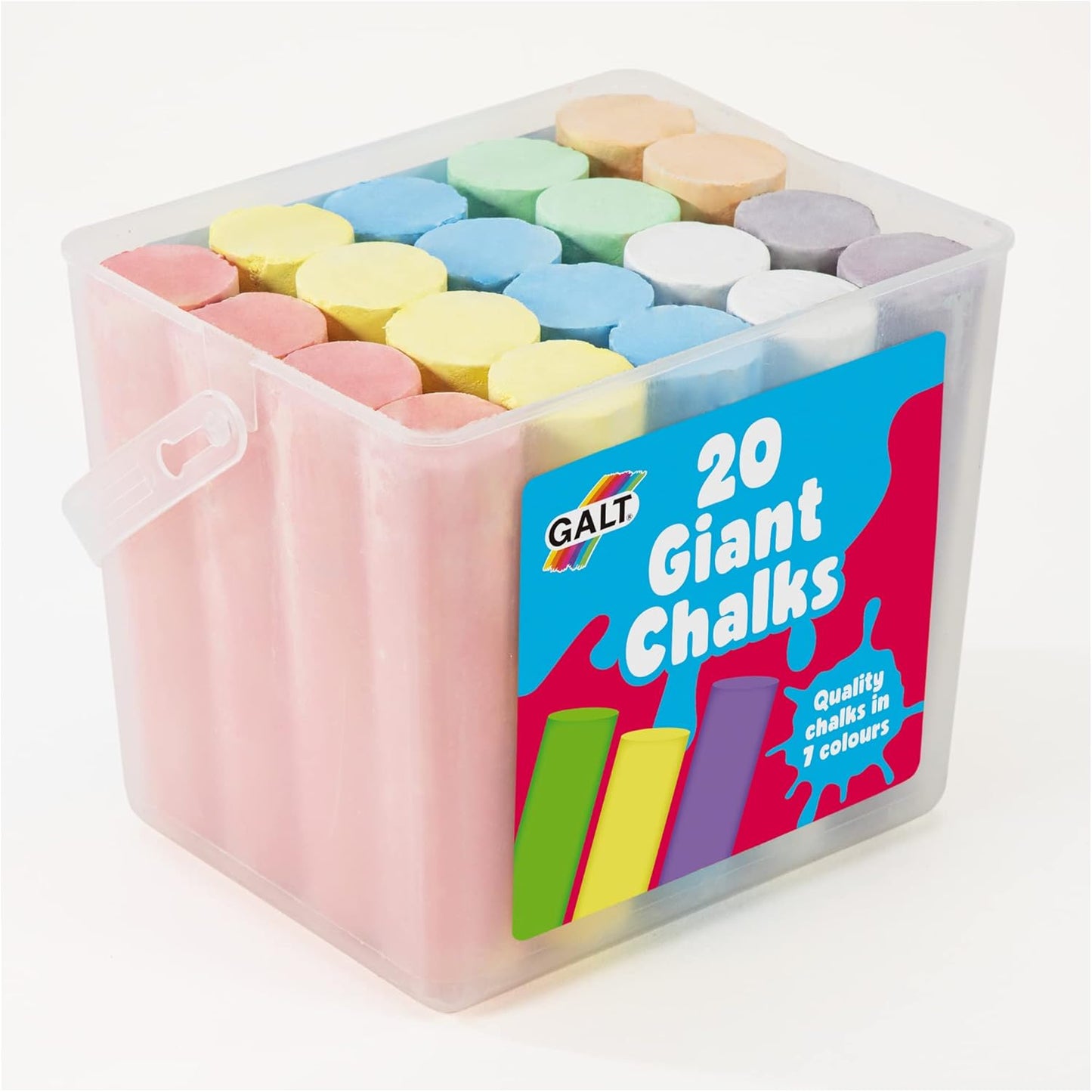 Galt Giz gigante 20 - Giz de calçada extra grande para crianças - Cores vibrantes e brilhantes - Lavável