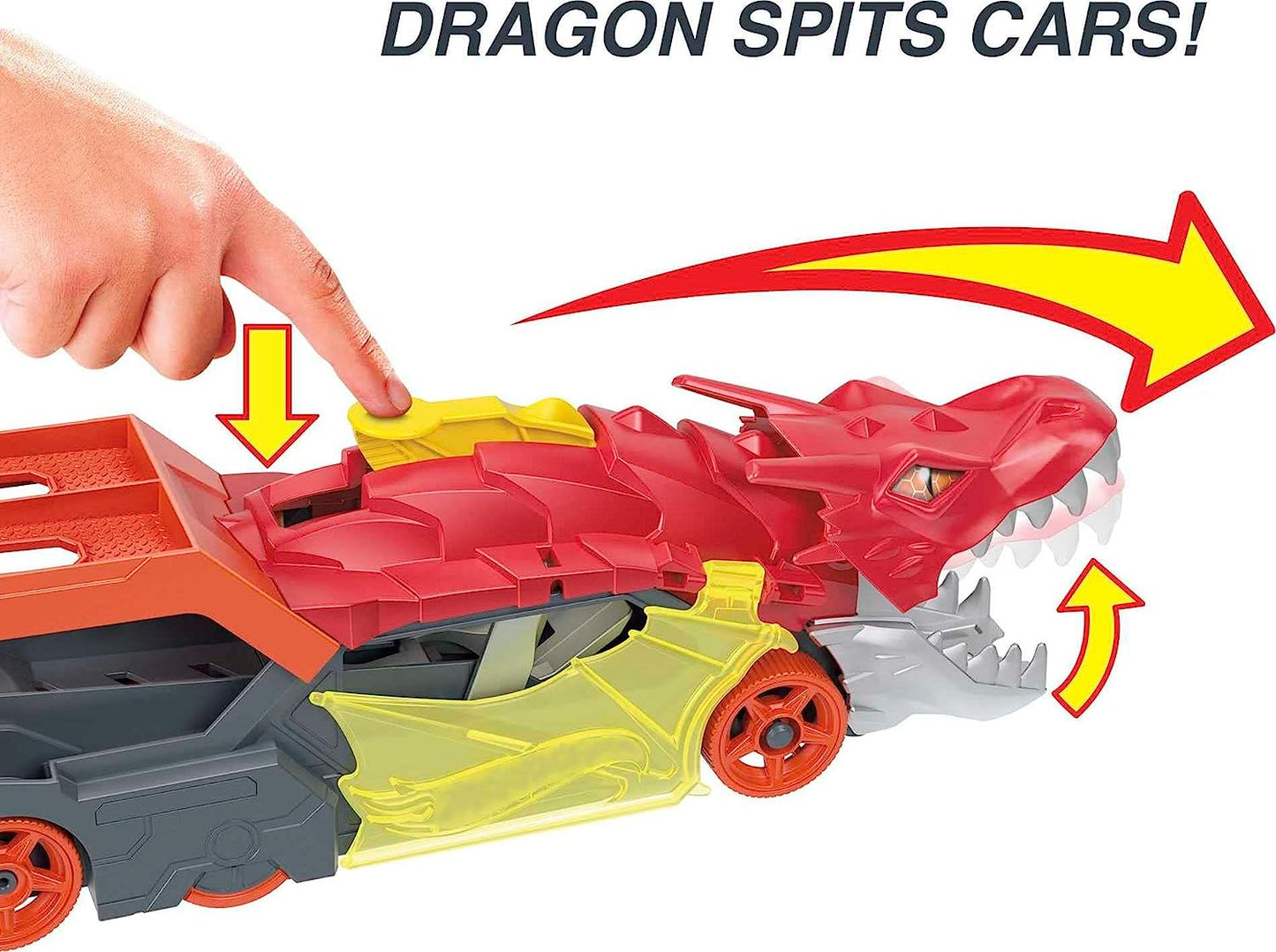 Mattel-Conjunto de jogos de transporte de lançamento de dragão Hot Wheels