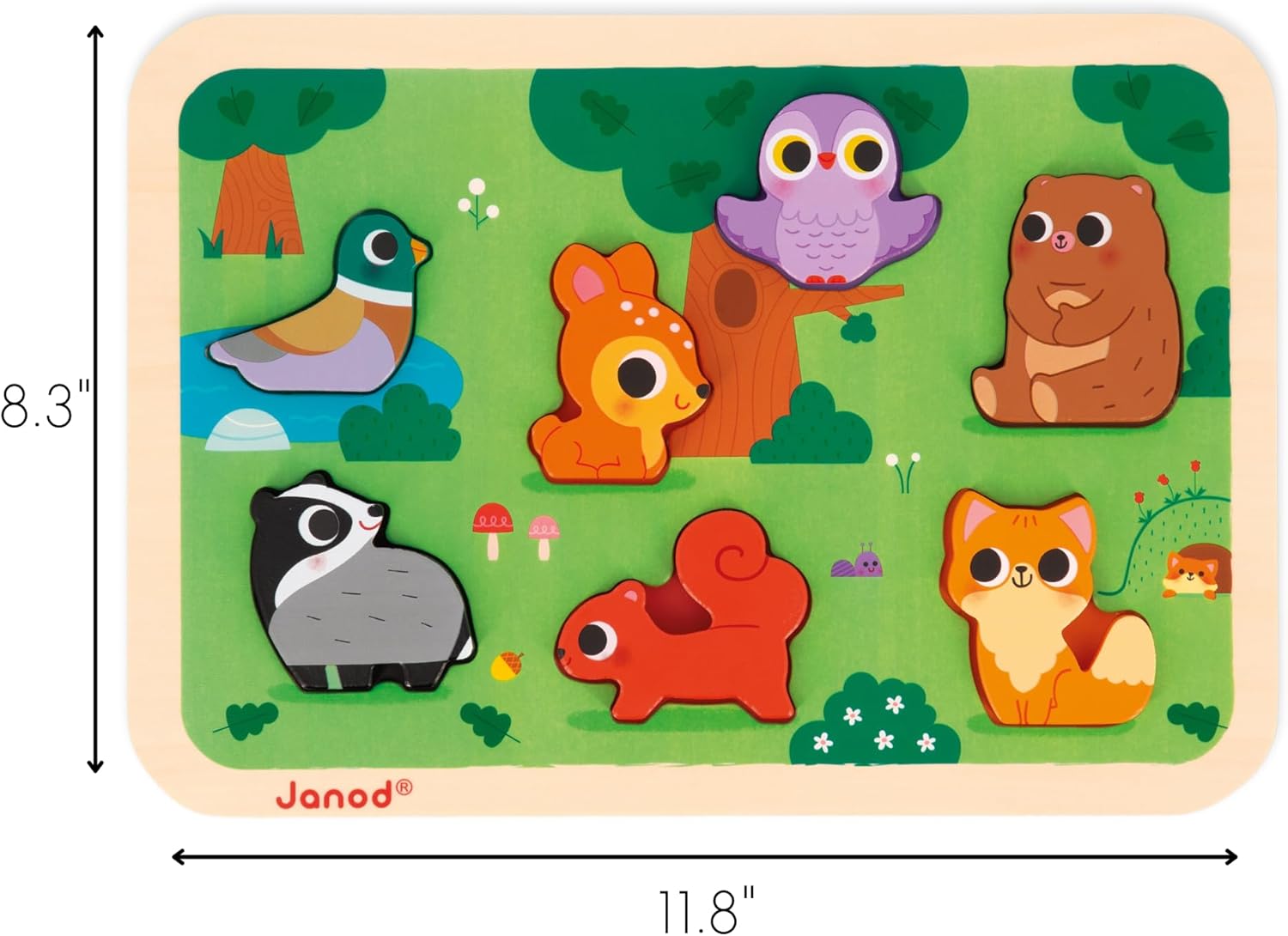 Janod - Quebra-cabeça robusto “The Forest” - Madeira FSC - 7 peças - D
