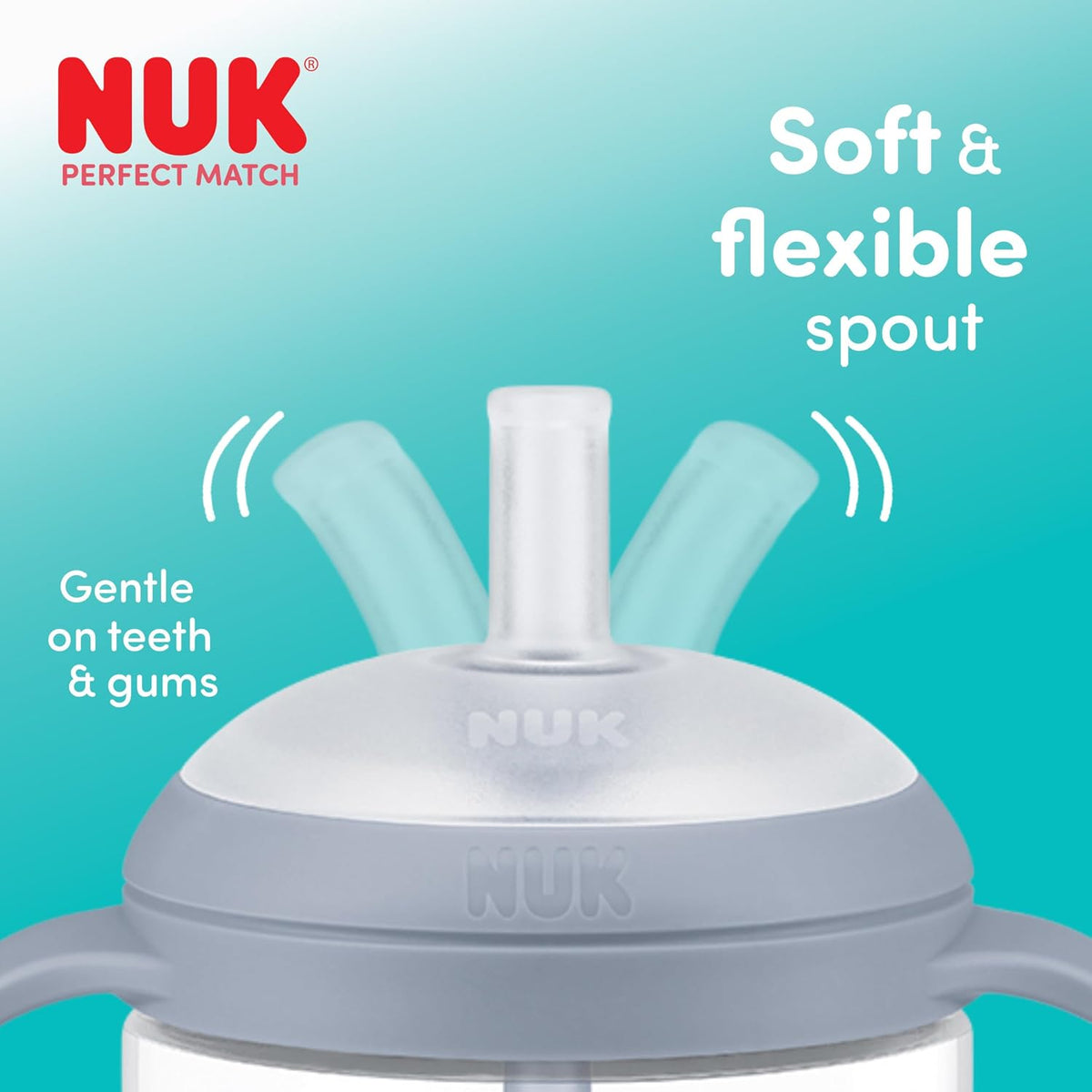 NUK Copo de Treinamento com Canudo Perfect Match | 8+ meses | 260 ml | Copo com canudo antivazamento | Alças antiderrapantes | Pinguim | 1 unidade
