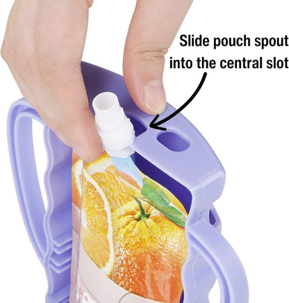PandaEar Conjunto de 2 Porta-Sacos Antiaperto, Porta-Sacos de Comida de Bebê, Suco e Bebidas com Alça, Azul/Roxo