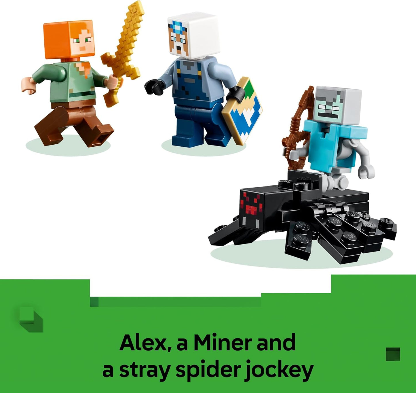 LEGO Minecraft The Pickaxe Mine - Brinquedo de Construção Interativo - Incluindo as Figuras de Jóquei Alex, Miner e Aranha Perdida - Decoração para Quarto de Jogador - Presente Colecionável para Meninos e Meninas a partir de 8 Anos - 21277