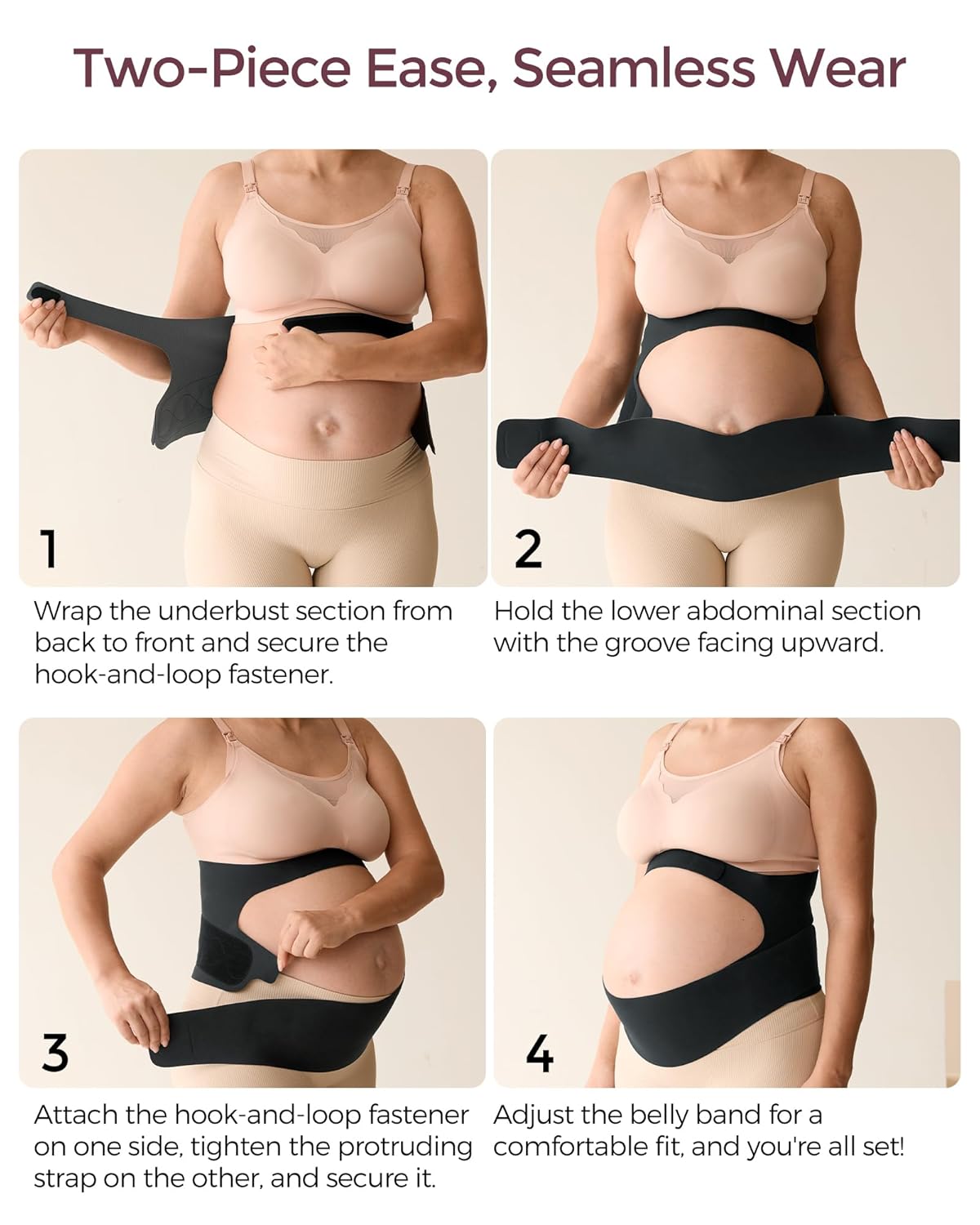 momcozy Faixa de suporte para barriga de gestante, faixa de suporte para barriga de maternidade CozySupport Ergonest, cinto de gravidez invisível para costas, abdômen e cintura.