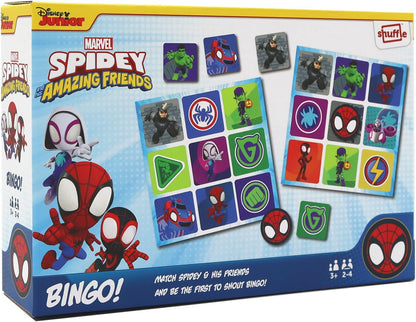 Bingo do Homem-Aranha e seus Incríveis Amigos: Combine o Homem-Aranha, seus amigos e vilões neste divertido jogo para fãs da Marvel. Ótima opção de presente para 2 a 4 jogadores, a partir de 3 anos.