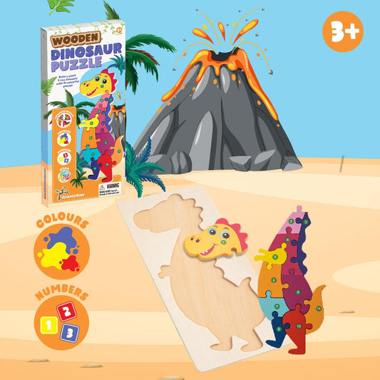 Science4you 1254 Quebra-cabeça de madeira para crianças pequenas para aprender números, 11 peças de dinossauro, brinquedo educativo para crianças, o presente de escolha da mãe para meninos e meninas de 2 a 3 a 4 anos