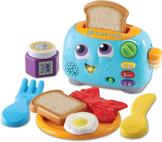 LeapFrog Torradeira Yum-2-3, brinquedo de aprendizagem com sons e cores para brincadeiras sensoriais, brinquedos educativos para crianças, brinquedos pré-escolares, brincadeiras de simulação para meninos e meninas de 1, 2 e 3 anos, versão em inglês