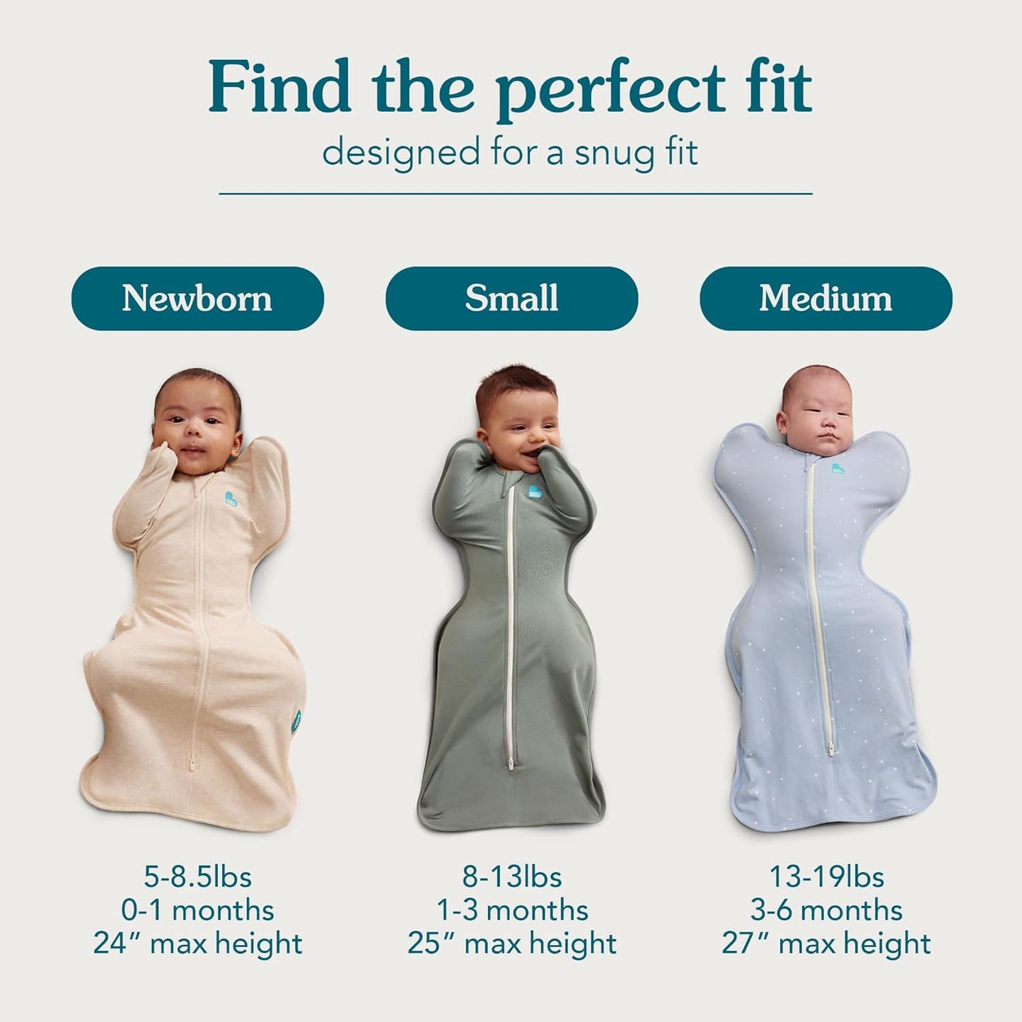 Love To Dream™ Swaddle UP™, Médio 6-8,5 kg - Verde Floresta, Ajuste Perfeito, Favorece uma Rotina de Sono Saudável, 3,5 Tog para Temperaturas Frias (14-16°C), Algodão Elástico Acolchoado Lavável à Máquina, 2 Zíperes